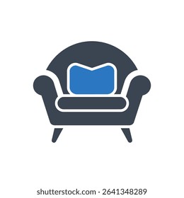 Comfortable armchair with a cushion icon