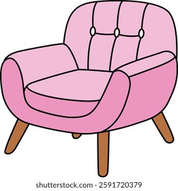 A comfortable armchair hand-drawn in a vector style, perfect for adding a cozy touch to interior designs, logos, or home decor. Ideal for creating a welcoming and relaxing atmosphere in any space.