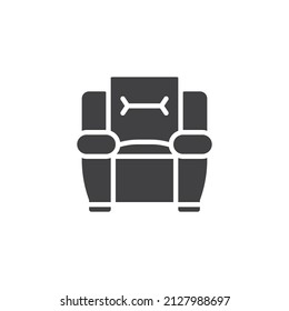 Cómodo icono vectorial de sillón. signo plano relleno para concepto móvil y diseño web. Icono de glifo de sillón moderno. Símbolo, ilustración del logotipo. Gráficos vectoriales