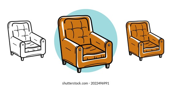 Comfortable armchair vector illustration isolated on white.