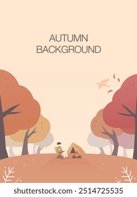 Fondo cómodo de la ilustración del paisaje del otoño 
