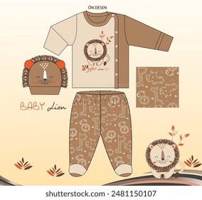 Comfortable Baby Pajama Set Featuring Lion and Safari Animal Prints