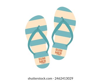 Comfortable beach pairs of shoes. Summer bright flip flops. Vector illustration