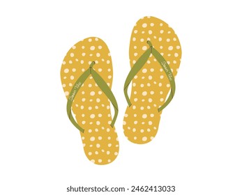 Comfortable beach pairs of shoes. Summer bright flip flops. Vector illustration