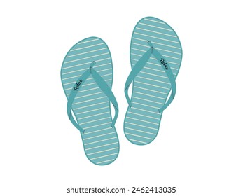 Comfortable beach pairs of shoes. Summer bright flip flops. Vector illustration