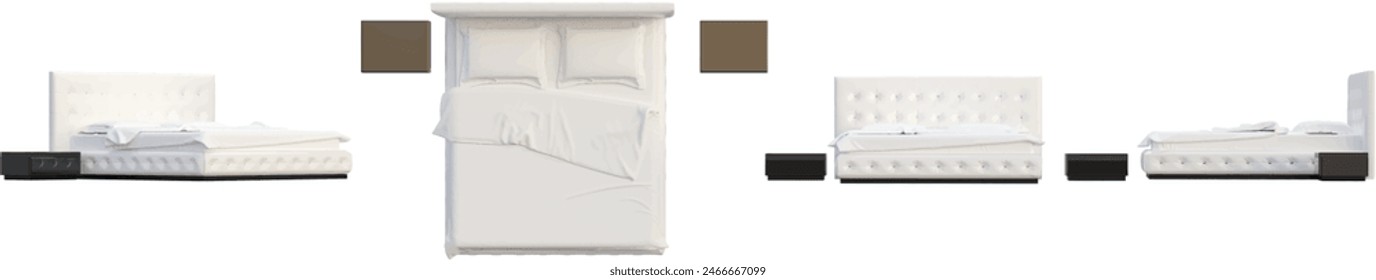 Comfortable bed with soft white pillows indoors