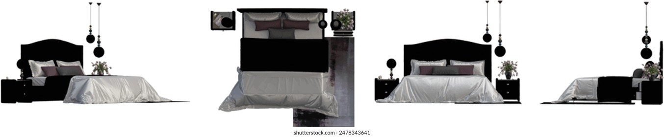 Comfortable bed with soft white pillows indoors
