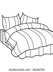 comfortable bed - vector illustration