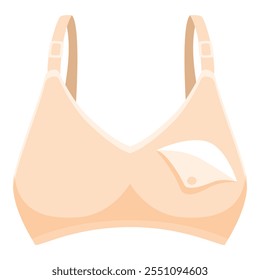 Comfortable beige nursing bra designed for breastfeeding mothers, providing support and easy access for feeding