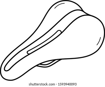 Comfortable bike saddle for men. Vector outline icon.