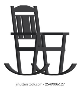 Comfortable black rocking chair relaxing on white background