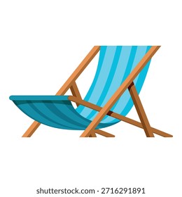 Komfortabler blau gestreifter Liegestuhl, bereit zur Entspannung an einem Sommertag