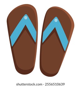 Comfortable brown flip flops with light blue straps, perfect for summer relaxation or a trip to the beach