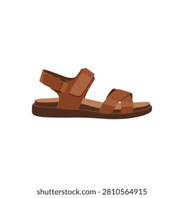 Comfortable Brown Strapped Sandals Illustration for Summer Travel and Hiking Casual Footwear
