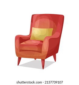 Comfortable chair. Element interior design of living room and bedroom. Armchair for room decoration. Cartoon style illustration.