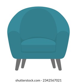 Comfortable chair, interior design element for living room or cabinet, front view, flat vector
