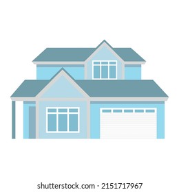 Comfortable cottage for family members semi flat color vector object. Two story house. Full sized item on white. Simple cartoon style illustration for web graphic design and animation