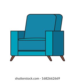 comfortable couch blue color isolated icon vector illustration design