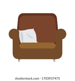 comfortable couch with cushion isolated icon vector illustration design