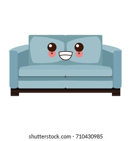 Comfortable couch isolated cute kawaii cartoon