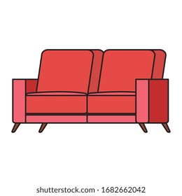 comfortable couch red color isolated icon vector illustration design