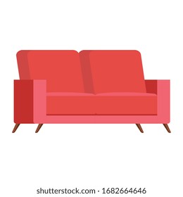 comfortable couch red color isolated icon vector illustration design