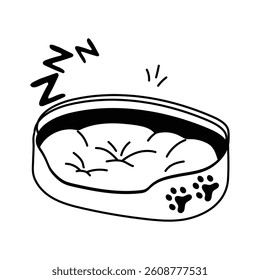 Comfortable, cozy bed for pets to rest and relax, read to use icon