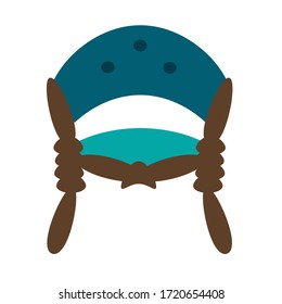 Comfortable dark green antique chair isolated on a white background. Vector illustration in flat style. Collection of furniture in vintage style