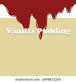 Cómodo y delicado postre con pudín de vainilla. Ilustración vectorial.