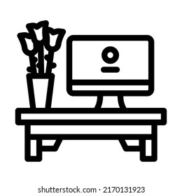 comfortable desktop line icon vector. comfortable desktop sign. isolated contour symbol black illustration