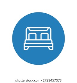 Confortável ícone de cama de casal para design de interiores do quarto e símbolo de alojamento no hotel