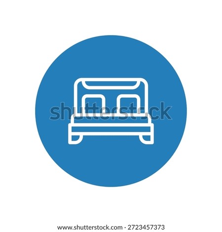 Comfortable double bed icon for bedroom interior design and hotel accommodation symbol