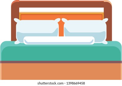 comfortable double bed insolated illustration