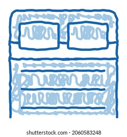 Comfortable Double Bed sketch icon vector. Hand drawn blue doodle line art Comfortable Double Bed sign. isolated symbol illustration
