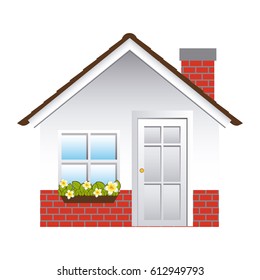 casa de fachada cómoda con ilustración de vector de chimenea