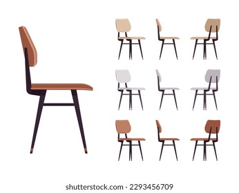 Comfortable family leisure chair big set. Modern and contemporary kitchen, dining room, commercial settings, living space. Vector flat style cartoon home, office articles isolated on white background