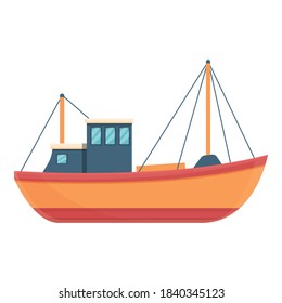 Comfortable fishing boat icon. Cartoon of comfortable fishing boat vector icon for web design isolated on white background