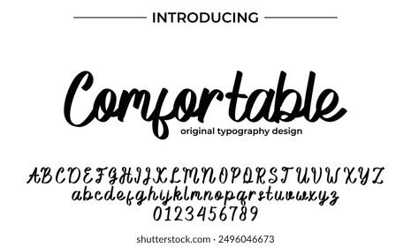 Cómodo pincel con estilo pintado con letras mayúsculas de Vector, alfabeto, tipografía
