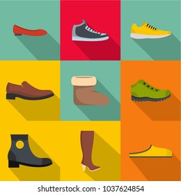 Comfortable footwear icons set. flat set of 9 comfortable footwear vector icons for web isolated on white background