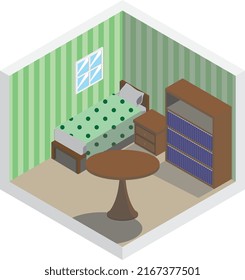 
Ein komfortables grünes Zimmer. Thx