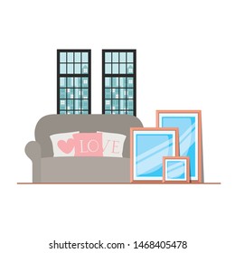 Comfortable home couch design vector illustration