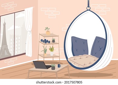 Comfortable and home swing chair in room