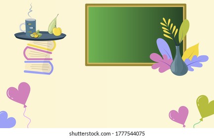 Comfortable homeschooling.
Back to school.
Study and rest at home.
 Vase with autumn leaves, tray with coffee and fruit. 
Free space for advertisements and text,