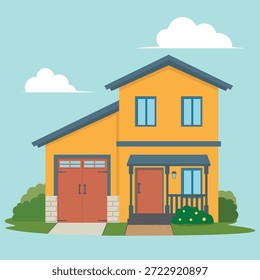 Ilustración vectorial de construcción de casa cómoda