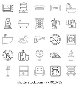 Comfortable house icons set. Outline set of 25 comfortable house vector icons for web isolated on white background