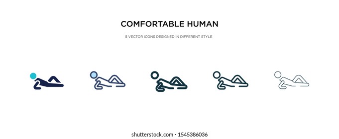 comfortable human icon in different style vector illustration. two colored and black comfortable human vector icons designed in filled, outline, line and stroke style can be used for web, mobile, ui