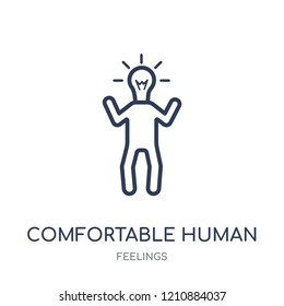comfortable human icon. comfortable human linear symbol design from Feelings collection. Simple outline element vector illustration on white background.
