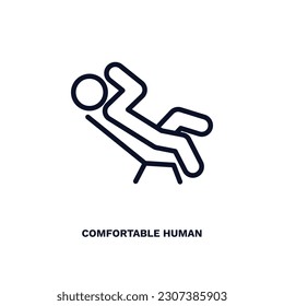 comfortable human icon. Thin line comfortable human icon from feeling and reaction collection. Outline vector isolated on white background. Editable comfortable human symbol can be used web and mobile