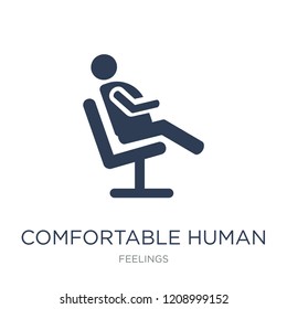 comfortable human icon. Trendy flat vector comfortable human icon on white background from Feelings collection, vector illustration can be use for web and mobile, eps10