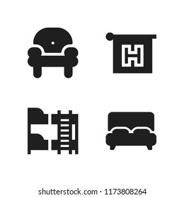 comfortable icon. 4 comfortable vector icons set. bed, armchair and hotel icons for web and design about comfortable theme